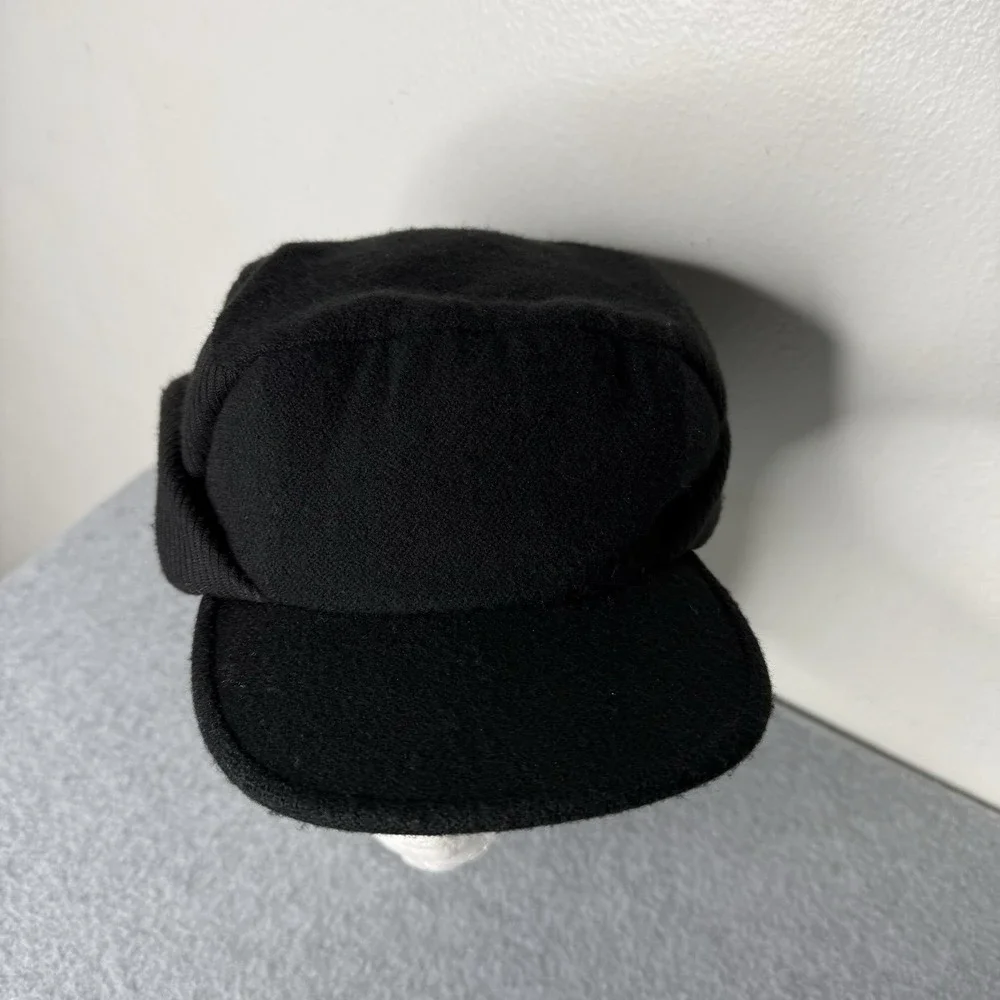 Dockers‎ Black Acrylic Wool Blend Winter Hat Ear Flap trapper Cap Small Medium
